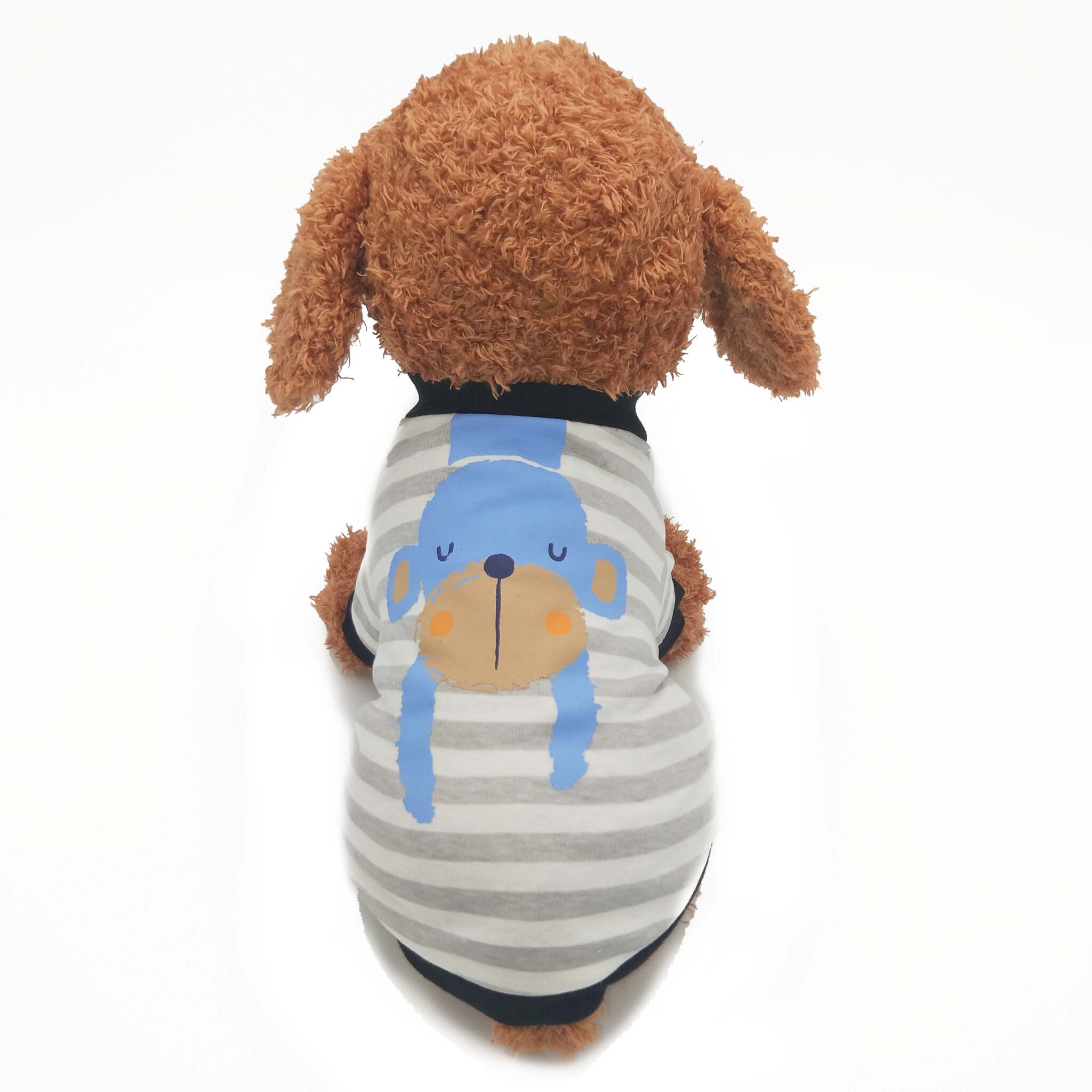 Cartoon printed dog T-shirt with striped monkey (cotton) JZTC026 Gray and white striped monkey
