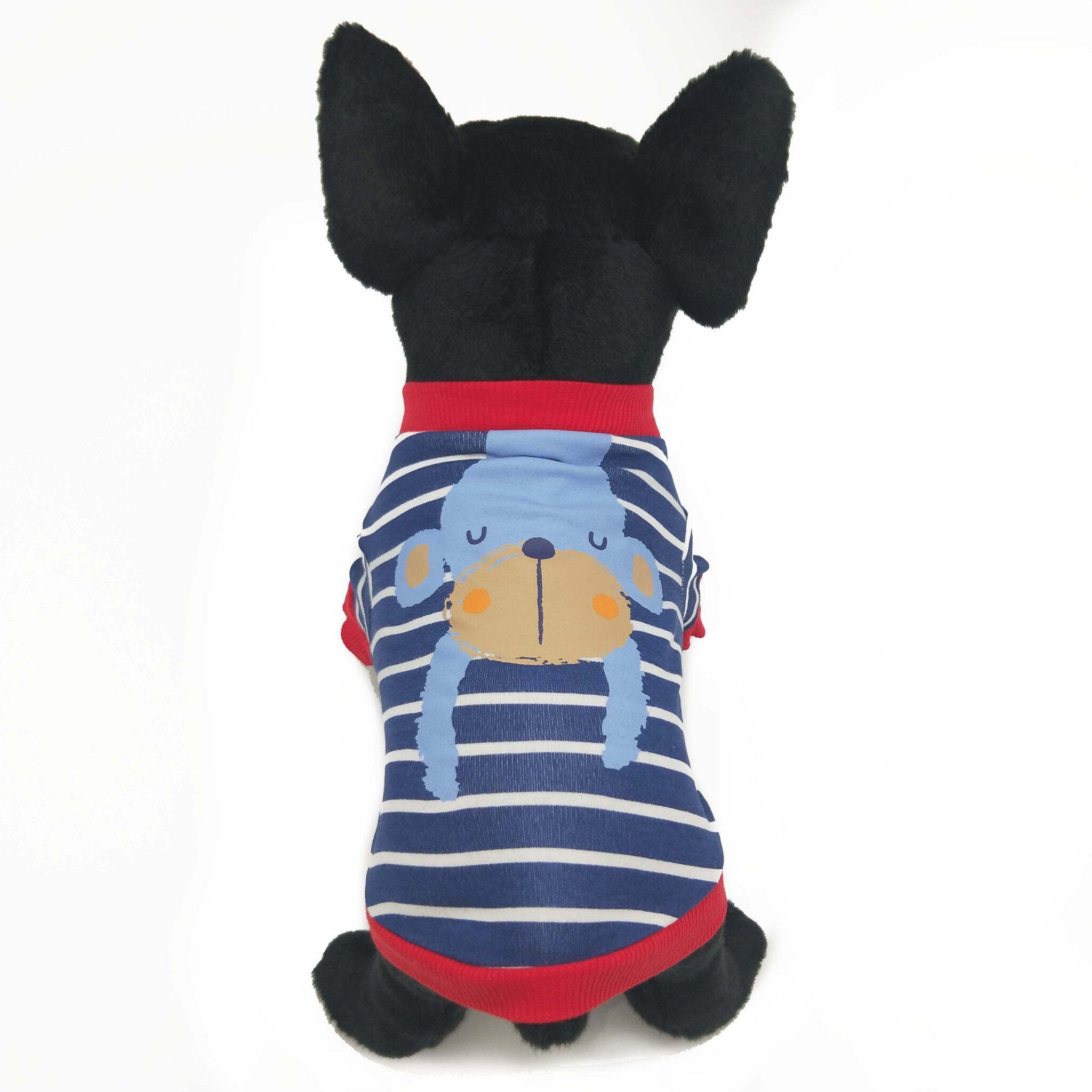 Cartoon printed dog T-shirt with striped monkey (cotton) JZTC020 blue striped monkey