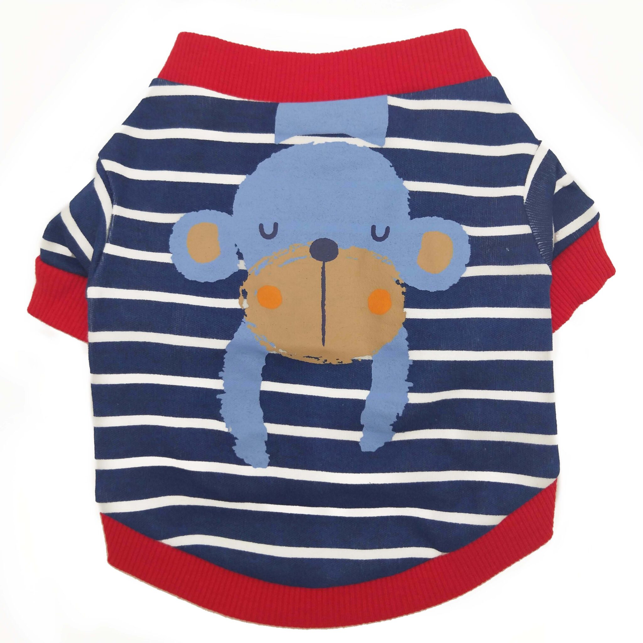 Cartoon printed dog T-shirt with striped monkey (cotton) JZTC020 blue striped monkey