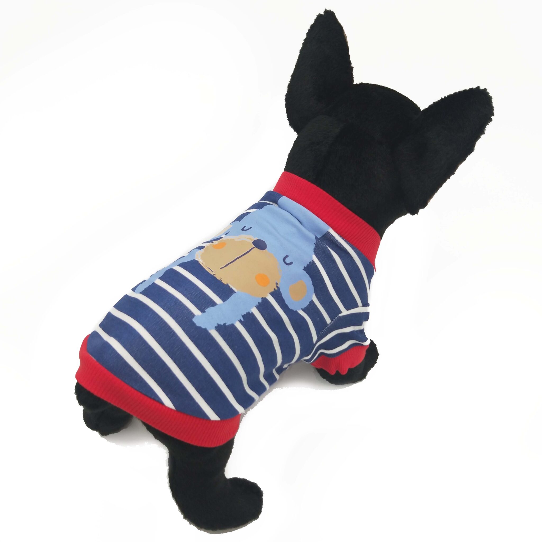 Cartoon printed dog T-shirt with striped monkey (cotton) JZTC020 blue striped monkey