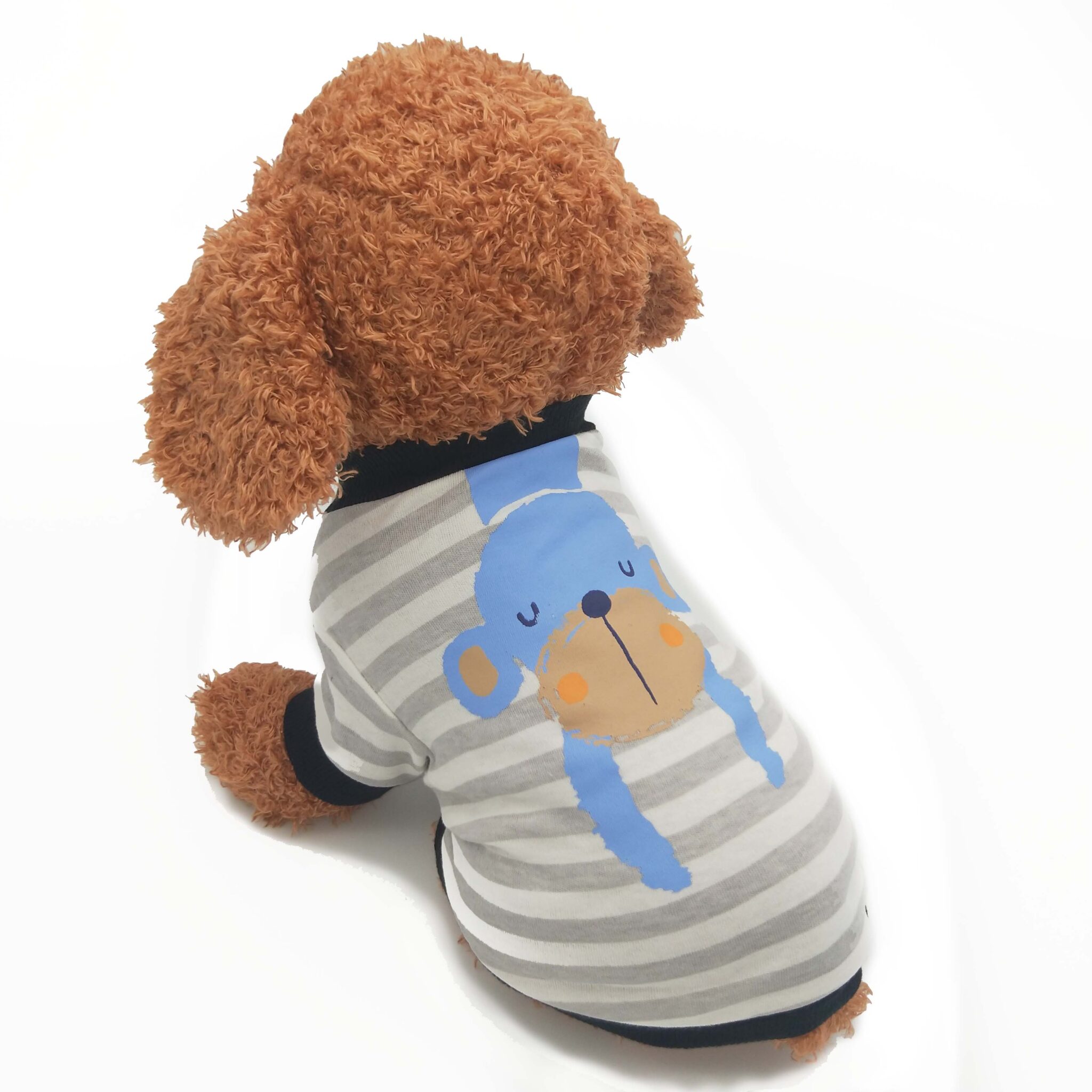 Cartoon printed dog T-shirt with striped monkey (cotton) JZTC026 Gray and white striped monkey